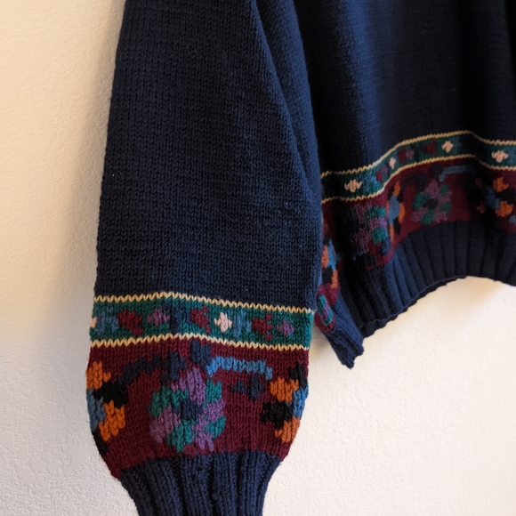 South Wool hand knitted artsy wool chunky sweater from Uruguay medium vintage - Picture 7 of 7